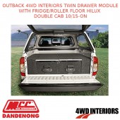 OUTBACK 4WD INTERIORS TWIN DRAWER MODULE FRIDGE FLOOR HILUX DOUBLE CAB 10/15-ON